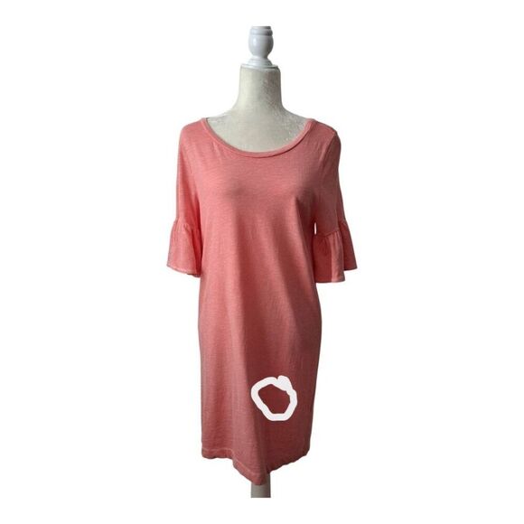 Splendid Women's Flutter Shor Sleeve Salmon Pink Cotton Short Vacation Dress S - Picture 8 of 9